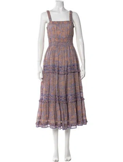 Pre-owned Cleobella Floral Print Midi Length Dress In Multi