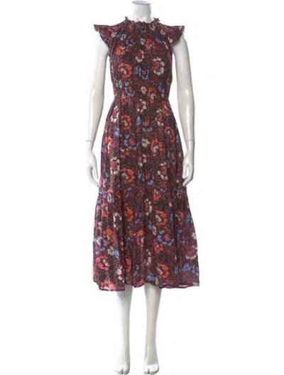 Pre-owned Cleobella Floral Print Midi Length Dress In Multi