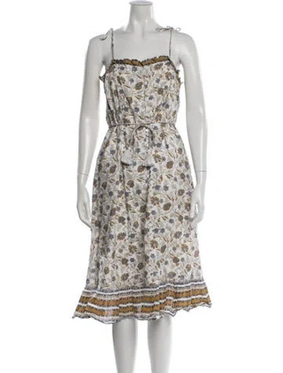 Pre-owned Cleobella Floral Print Midi Length Dress In Neutral