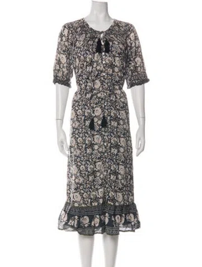 Pre-owned Cleobella Floral Print Midi Length Dress In Neutrals