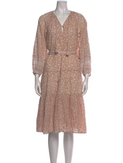 Pre-owned Cleobella Floral Print Midi Length Dress In Neutrals