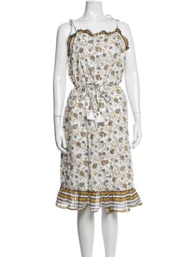 Pre-owned Cleobella Floral Print Midi Length Dress In Neutrals