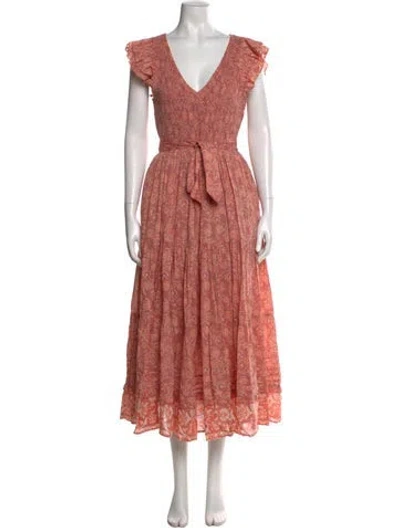 Pre-owned Cleobella Floral Print Midi Length Dress In Pink