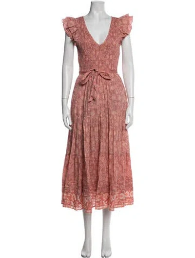 Pre-owned Cleobella Floral Print Midi Length Dress In Pink