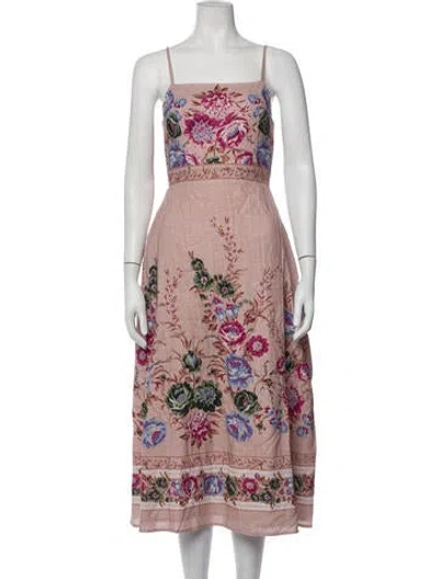 Pre-owned Cleobella Floral Print Midi Length Dress In Pink