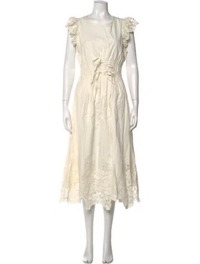 Pre-owned Cleobella Floral Print Midi Length Dress W/ Tags In Neutral