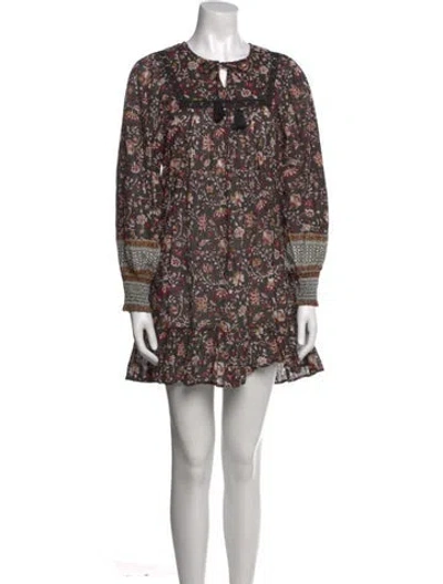 Pre-owned Cleobella Floral Print Mini Dress In Black