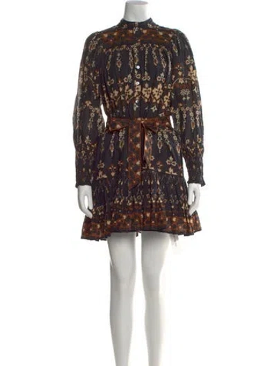 Pre-owned Cleobella Floral Print Mini Dress In Black