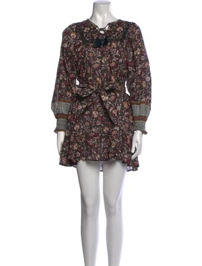 Pre-owned Cleobella Floral Print Mini Dress In Black