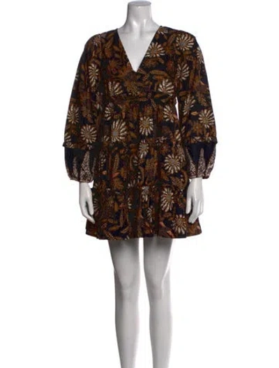 Pre-owned Cleobella Floral Print Mini Dress In Black