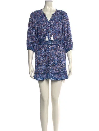 Pre-owned Cleobella Floral Print Mini Dress In Blue