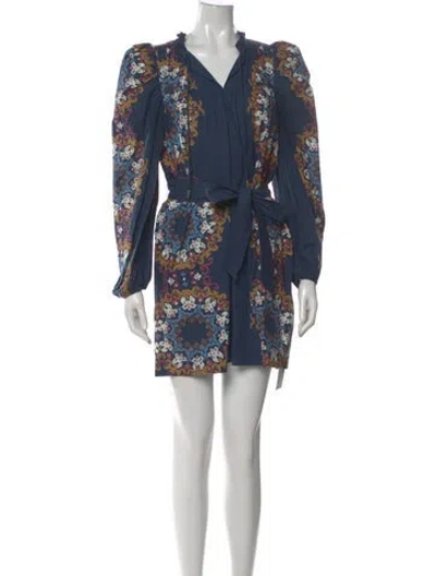 Pre-owned Cleobella Floral Print Mini Dress In Blue