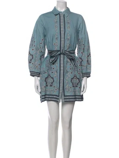 Pre-owned Cleobella Floral Print Mini Dress In Blue