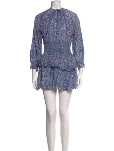 Pre-owned Cleobella Floral Print Mini Dress In Blue