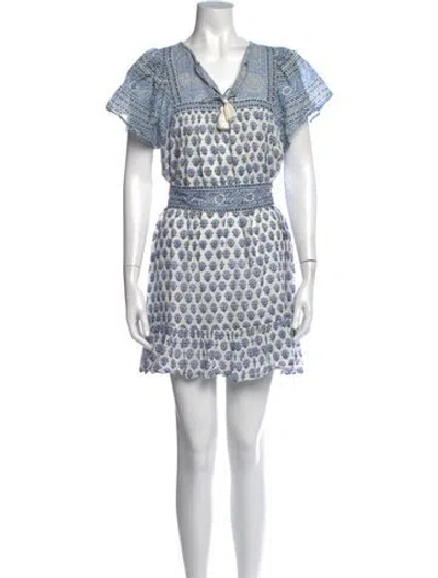Pre-owned Cleobella Floral Print Mini Dress In Blue