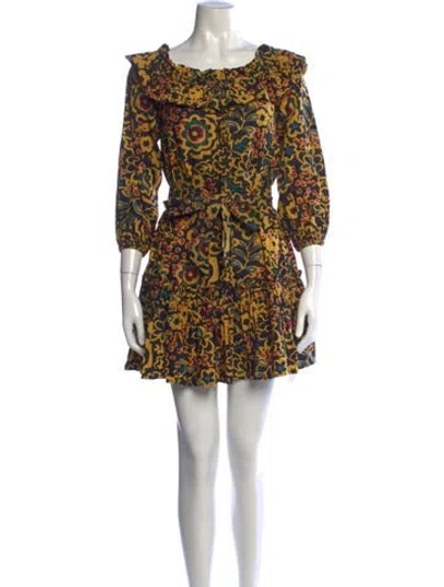 Pre-owned Cleobella Floral Print Mini Dress In Blue