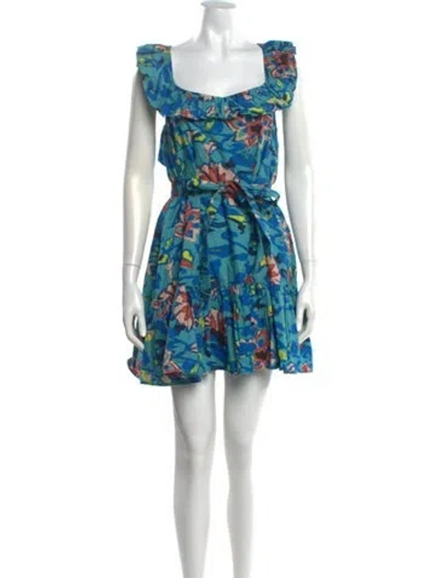 Pre-owned Cleobella Floral Print Mini Dress In Blue