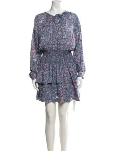 Pre-owned Cleobella Floral Print Mini Dress In Blue