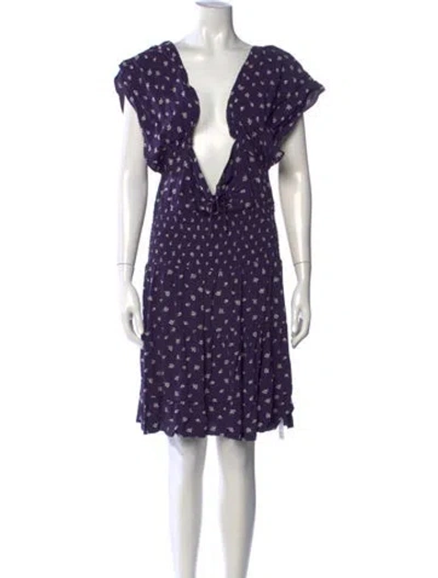 Pre-owned Cleobella Floral Print Mini Dress In Blue