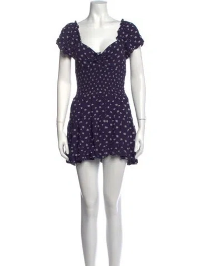 Pre-owned Cleobella Floral Print Mini Dress In Blue