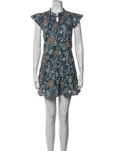 Pre-owned Cleobella Floral Print Mini Dress In Blue
