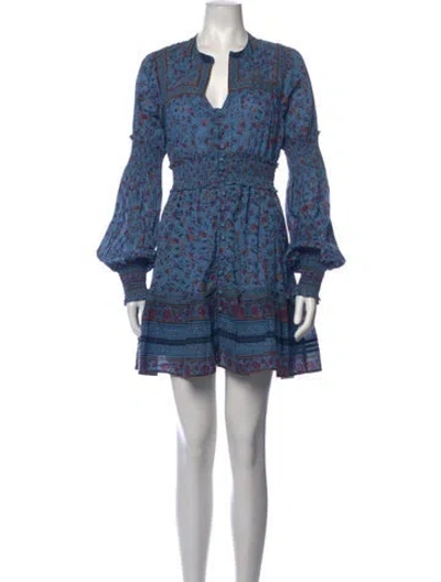 Pre-owned Cleobella Floral Print Mini Dress In Blue