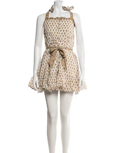 Pre-owned Cleobella Floral Print Mini Dress In Brown