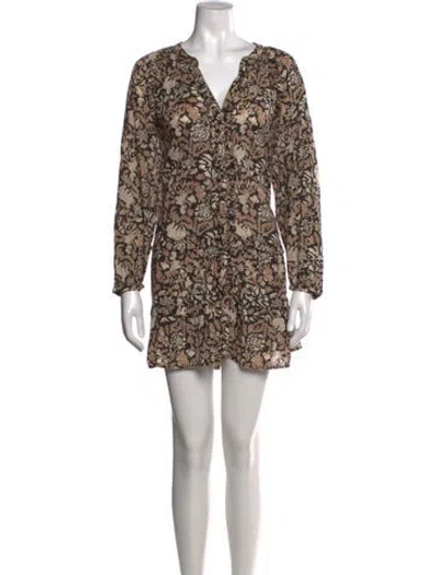 Pre-owned Cleobella Floral Print Mini Dress In Brown