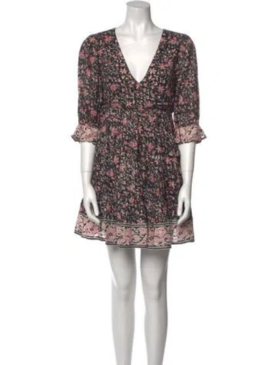 Pre-owned Cleobella Floral Print Mini Dress In Gray