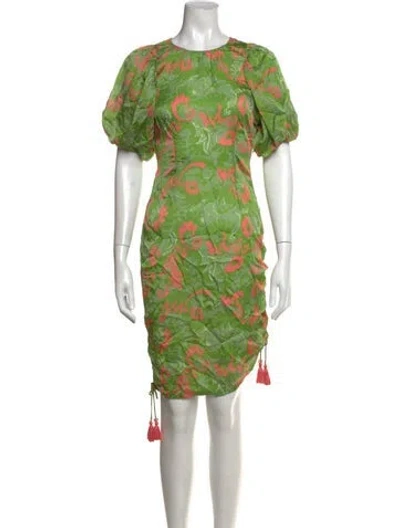 Pre-owned Cleobella Floral Print Mini Dress In Green
