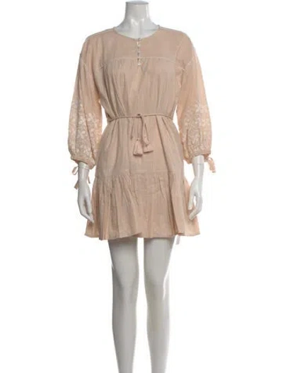 Pre-owned Cleobella Floral Print Mini Dress In Neutral