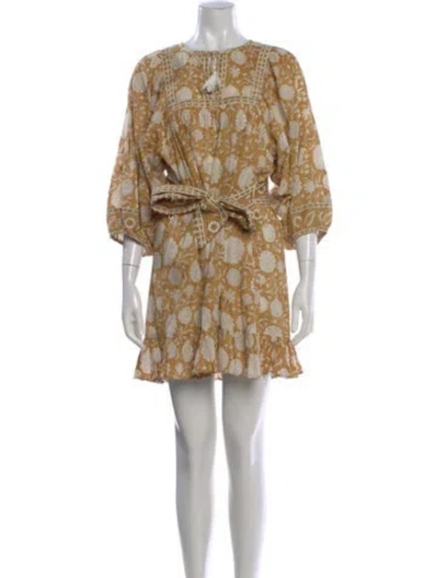 Pre-owned Cleobella Floral Print Mini Dress In Neutral