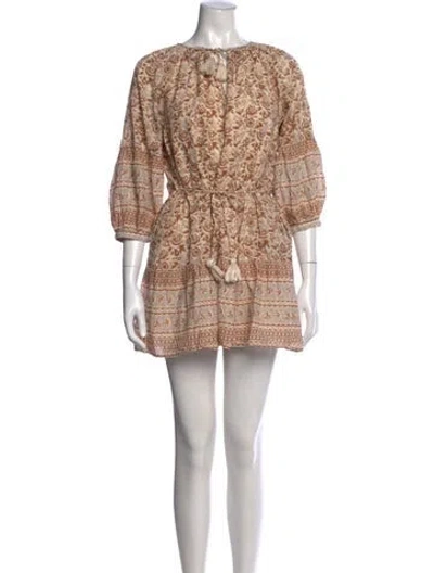 Pre-owned Cleobella Floral Print Mini Dress In Neutral