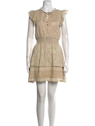 Pre-owned Cleobella Floral Print Mini Dress In Neutral