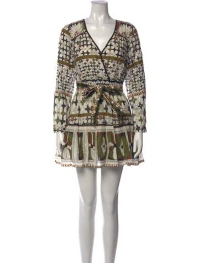Pre-owned Cleobella Floral Print Mini Dress In Neutrals