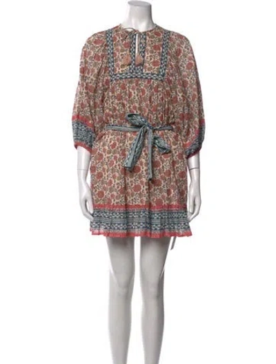 Pre-owned Cleobella Floral Print Mini Dress In Neutrals