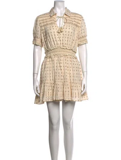 Pre-owned Cleobella Floral Print Mini Dress In Neutrals