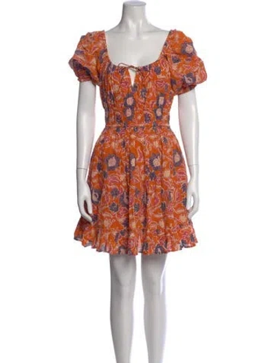 Pre-owned Cleobella Floral Print Mini Dress In Orange