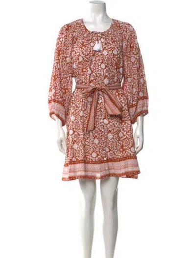 Pre-owned Cleobella Floral Print Mini Dress In Orange