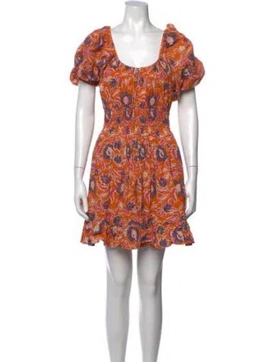Pre-owned Cleobella Floral Print Mini Dress In Orange