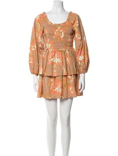 Pre-owned Cleobella Floral Print Mini Dress In Orange