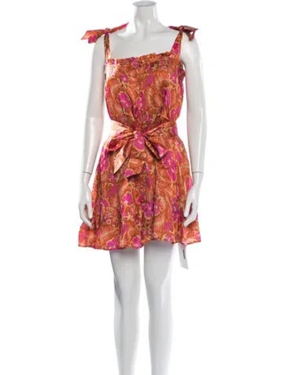 Pre-owned Cleobella Floral Print Mini Dress In Orange