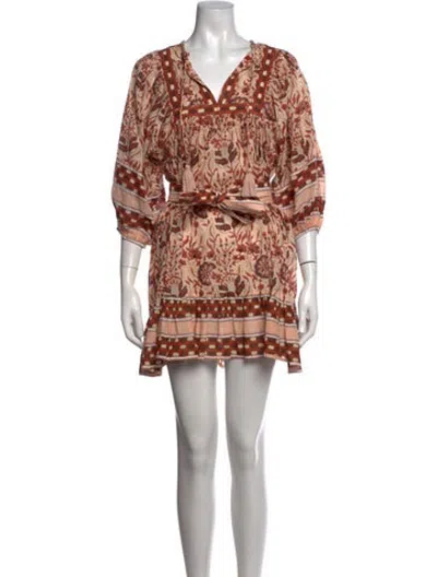 Pre-owned Cleobella Floral Print Mini Dress In Orange