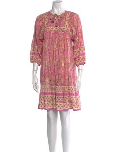 Pre-owned Cleobella Floral Print Mini Dress In Pink