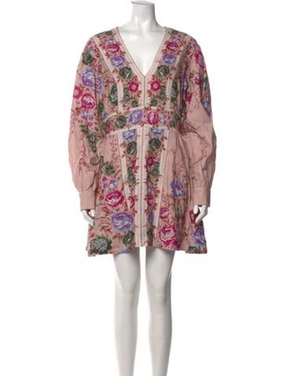 Pre-owned Cleobella Floral Print Mini Dress In Pink