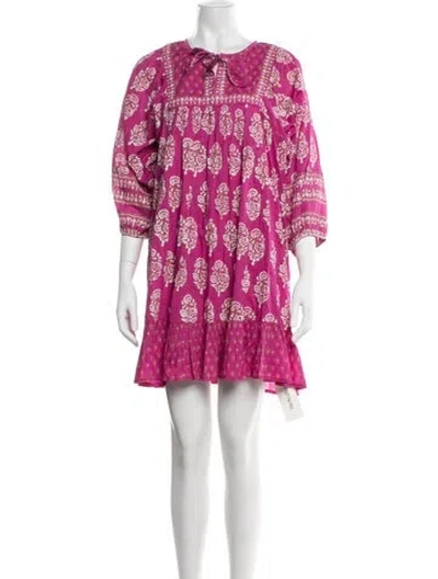 Pre-owned Cleobella Floral Print Mini Dress In Pink