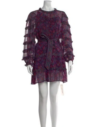 Pre-owned Cleobella Floral Print Mini Dress In Purple