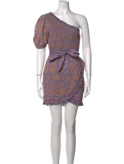 Pre-owned Cleobella Floral Print Mini Dress In Purple