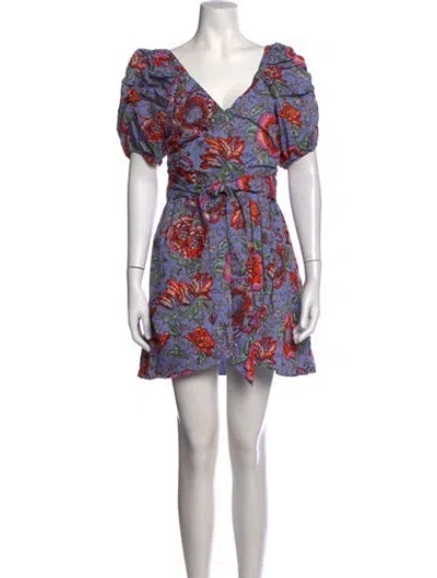 Pre-owned Cleobella Floral Print Mini Dress In Purple