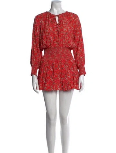 Pre-owned Cleobella Floral Print Mini Dress In Red